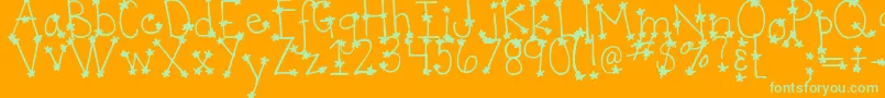 DjbItsFullOfStars Font – Green Fonts on Orange Background