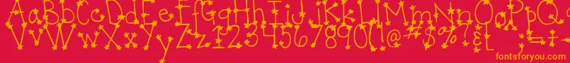 Lisätietoja DjbItsFullOfStars-fontista DjbItsFullOfStars-fontti – oranssit fontit punaisella taustalla