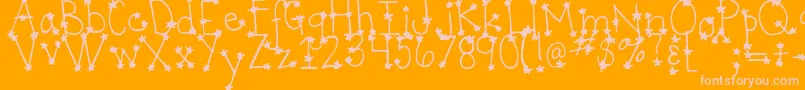 DjbItsFullOfStars-Schriftart – Rosa Schriften auf orangefarbenem Hintergrund