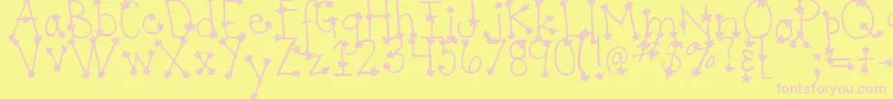 DjbItsFullOfStars Font – Pink Fonts on Yellow Background