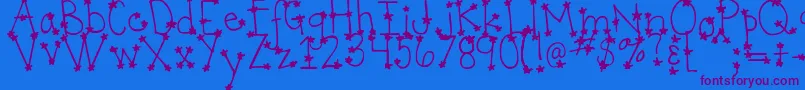 DjbItsFullOfStars Font – Purple Fonts on Blue Background