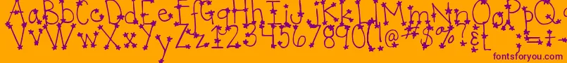 DjbItsFullOfStars Font – Purple Fonts on Orange Background