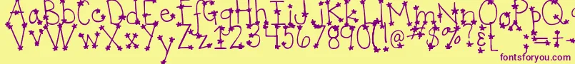 DjbItsFullOfStars Font – Purple Fonts on Yellow Background