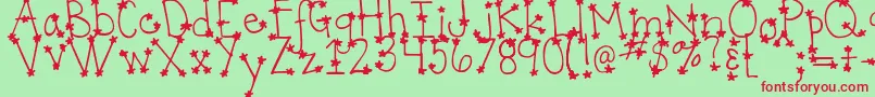 DjbItsFullOfStars Font – Red Fonts on Green Background