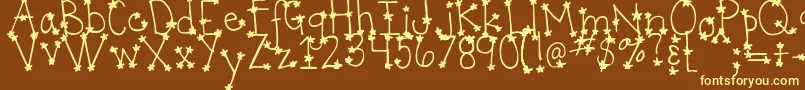 DjbItsFullOfStars Font – Yellow Fonts on Brown Background