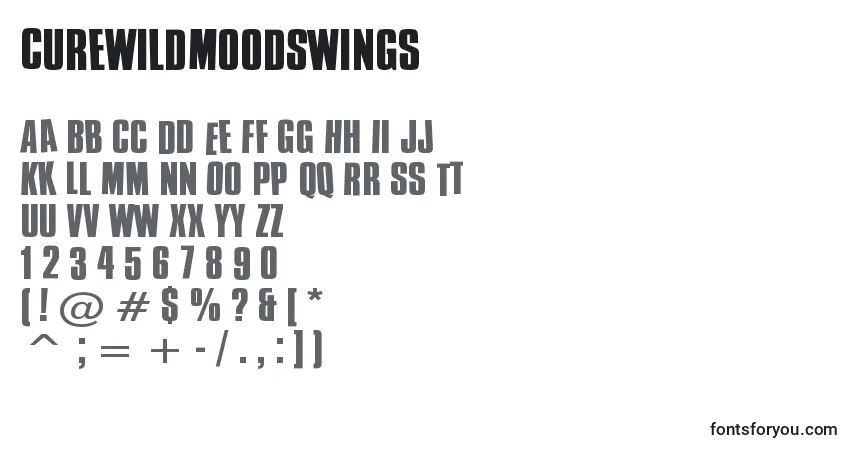 Czcionka CureWildMoodSwings – alfabet, cyfry, specjalne znaki