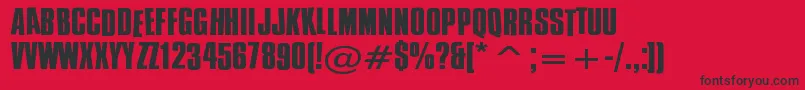 Fonte CureWildMoodSwings – fontes pretas em um fundo vermelho