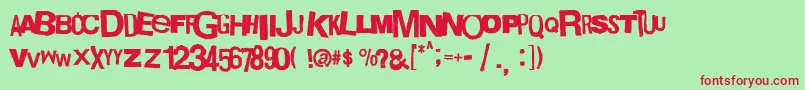Boxpot1-Schriftart – Rote Schriften auf grünem Hintergrund