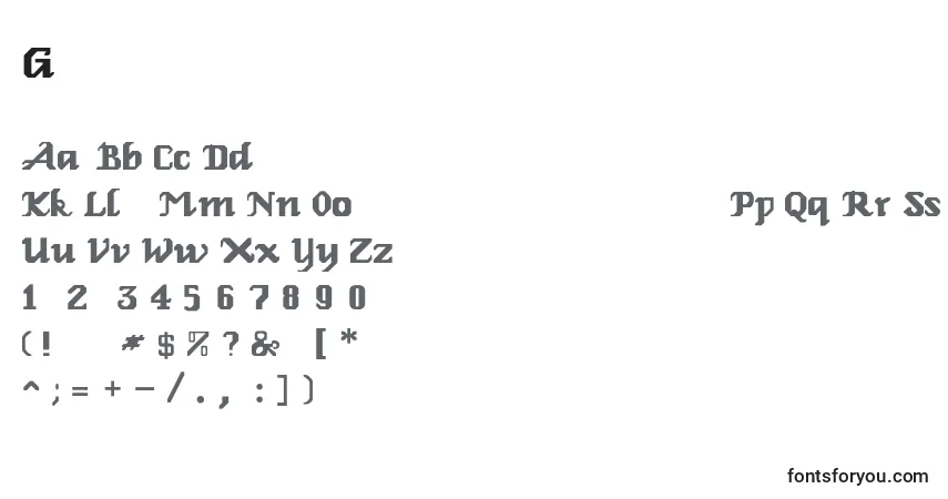 Genoaroman-fontti – aakkoset, numerot, erikoismerkit