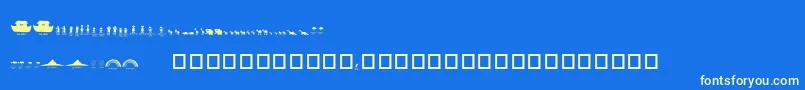 NoahsArk Font – Yellow Fonts on Blue Background