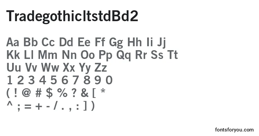 Czcionka TradegothicltstdBd2 – alfabet, cyfry, specjalne znaki