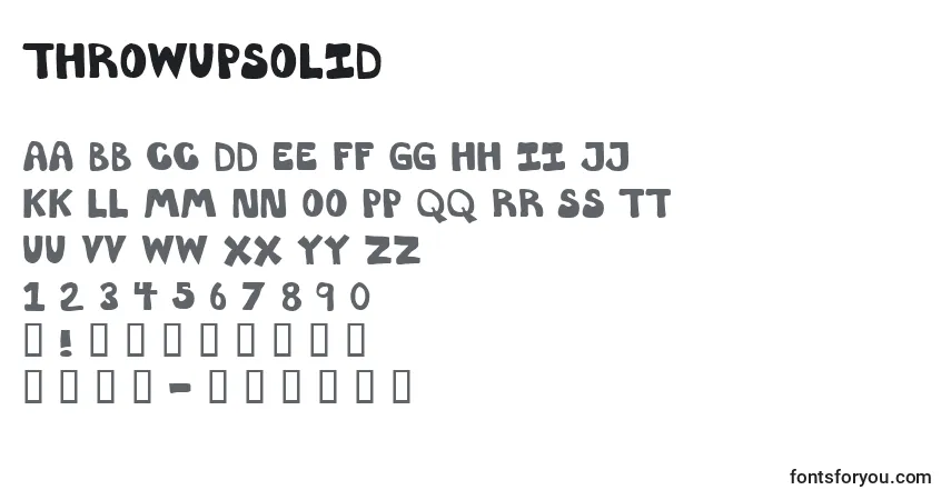 Schriftart Throwupsolid – Alphabet, Zahlen, spezielle Symbole