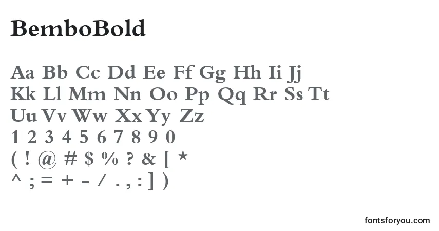 Schriftart BemboBold – Alphabet, Zahlen, spezielle Symbole