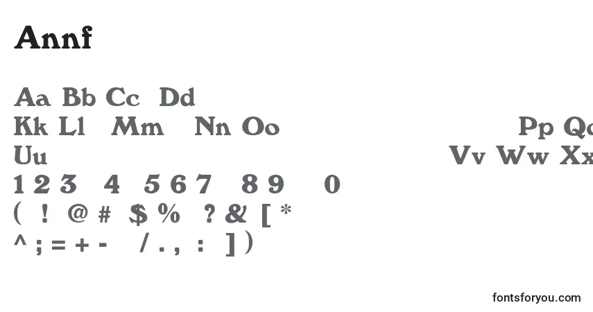Шрифт Annfold – алфавит, цифры, специальные символы
