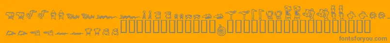 Creatures Font – Gray Fonts on Orange Background