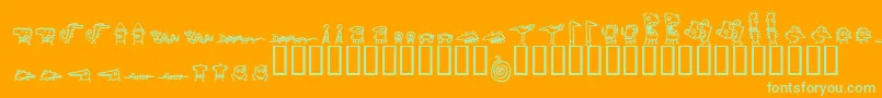 Creatures Font – Green Fonts on Orange Background
