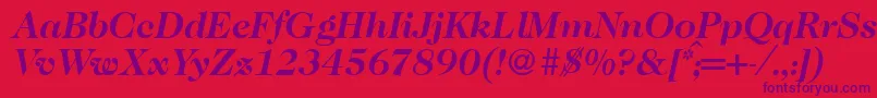 フォントCaslon335Bolditalic – 赤い背景に紫のフォント