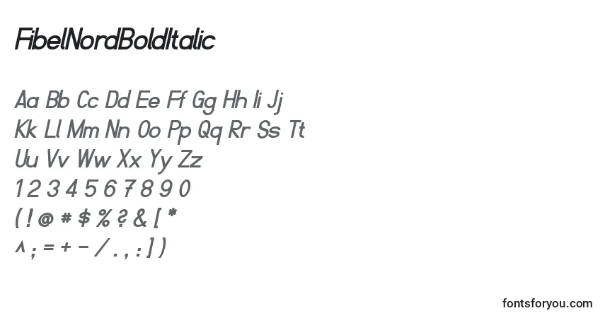 FibelNordBoldItalicフォント–アルファベット、数字、特殊文字