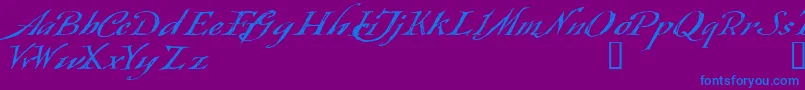 フォントQueensland – 紫色の背景に青い文字