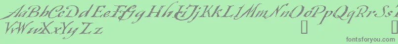 フォントQueensland – 緑の背景に灰色の文字