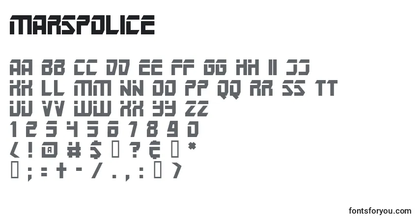 Schriftart Marspolice – Alphabet, Zahlen, spezielle Symbole