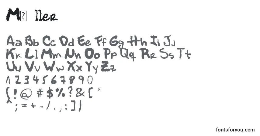 Czcionka MР±ller – alfabet, cyfry, specjalne znaki
