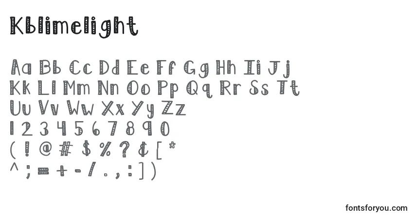 A fonte Kblimelight – alfabeto, números, caracteres especiais