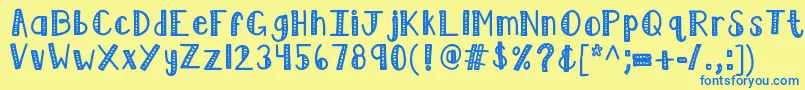 フォントKblimelight – 青い文字が黄色の背景にあります。