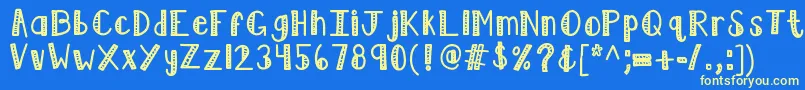 フォントKblimelight – 黄色の文字、青い背景