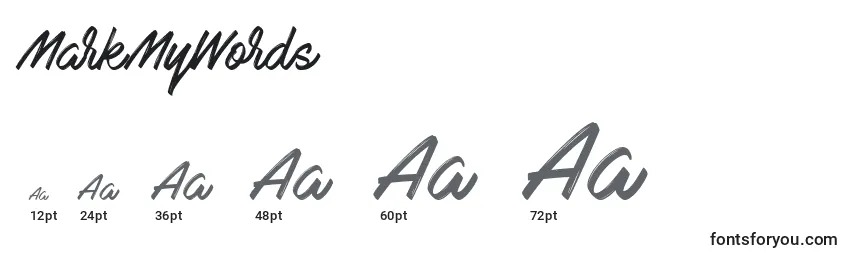 MarkMyWords Font Sizes