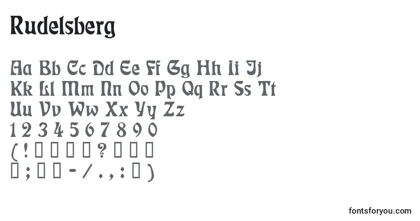 Czcionka Rudelsberg – alfabet, cyfry, specjalne znaki