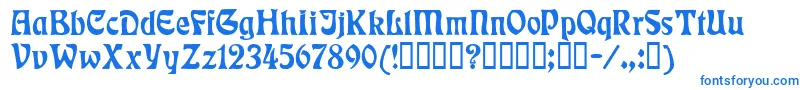 フォントRudelsberg – 白い背景に青い文字