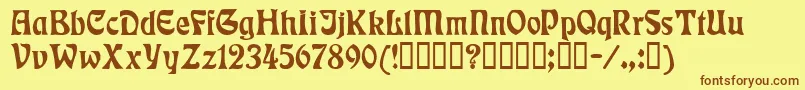 Rudelsberg-Schriftart – Braune Schriften auf gelbem Hintergrund