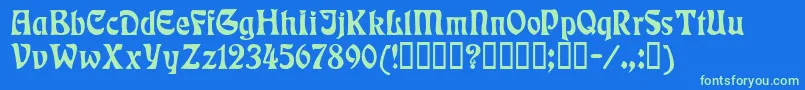 Rudelsberg Font – Green Fonts on Blue Background