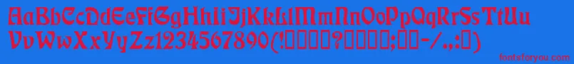 Rudelsberg-fontti – punaiset fontit sinisellä taustalla