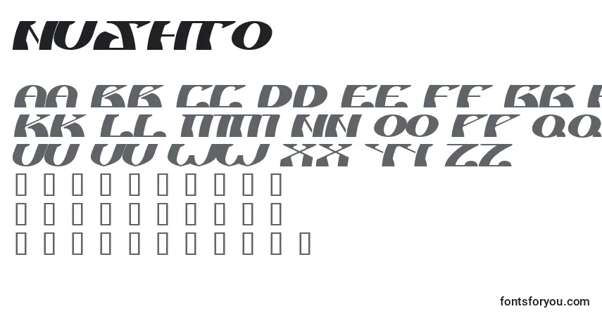 A fonte NuShto – alfabeto, números, caracteres especiais