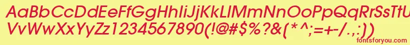 ItcAvantGardeGothicLtMediumOblique-Schriftart – Rote Schriften auf gelbem Hintergrund