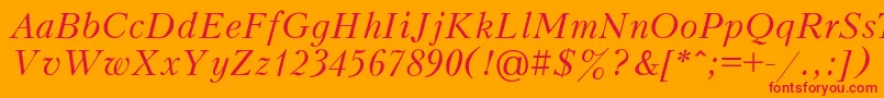 フォントKudriashovItalic – オレンジの背景に赤い文字