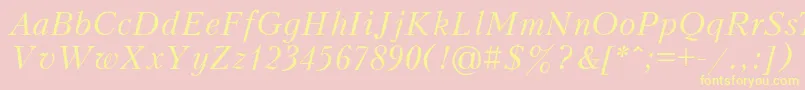 KudriashovItalic-Schriftart – Gelbe Schriften auf rosa Hintergrund