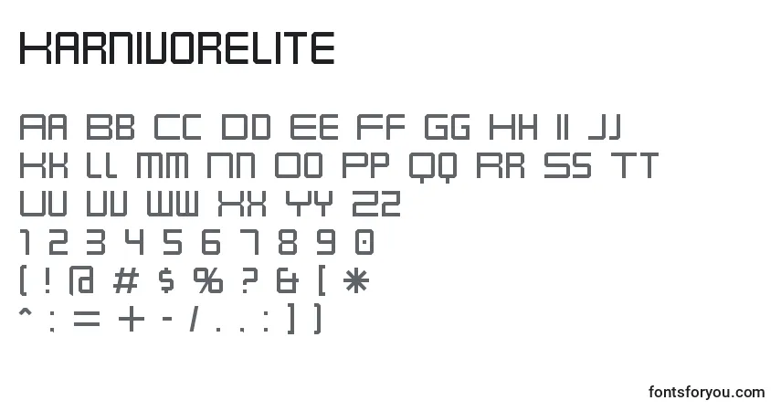 Fuente KarnivoreLite - alfabeto, números, caracteres especiales