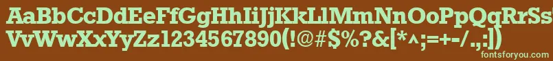 フォントStaffordBold – 緑色の文字が茶色の背景にあります。