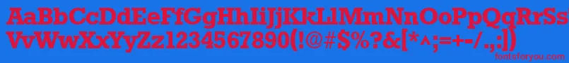 フォントStaffordBold – 赤い文字の青い背景