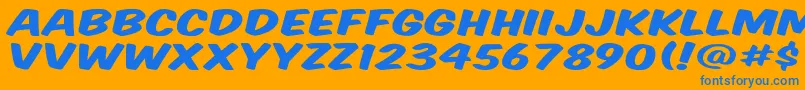 フォントKomikaTitleWide – オレンジの背景に青い文字