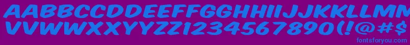 KomikaTitleWide Font – Blue Fonts on Purple Background