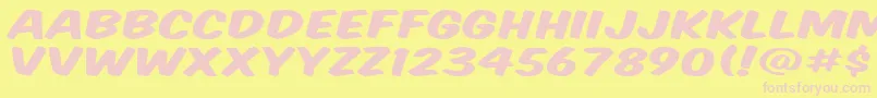 KomikaTitleWide Font – Pink Fonts on Yellow Background