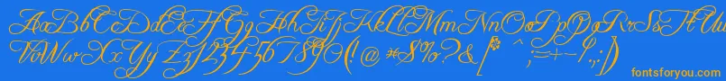 Freebsc-Schriftart – Orangefarbene Schriften auf blauem Hintergrund