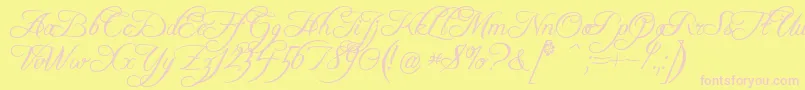 Freebsc-fontti – vaaleanpunaiset fontit keltaisella taustalla