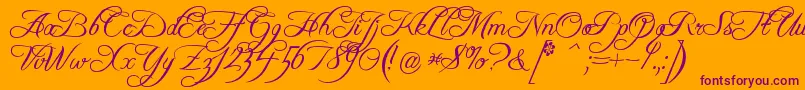 Freebsc-Schriftart – Violette Schriften auf orangefarbenem Hintergrund