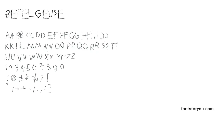 Czcionka Betelgeuse – alfabet, cyfry, specjalne znaki