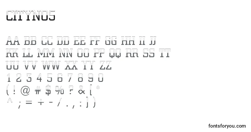 A fonte Cityno5 – alfabeto, números, caracteres especiais